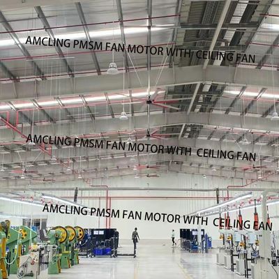 AL Blade Material Gearless Direct Drive Industrial Ceiling Fan voor aangepaste ondersteuning