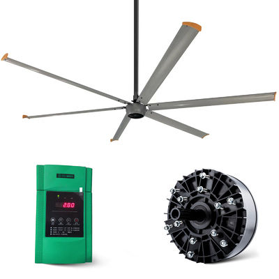 I Staalbalk gemonteerd Industrial 6 Blades Grote BLDC HVLS Plafondventilator Motor 24ft 7,3m